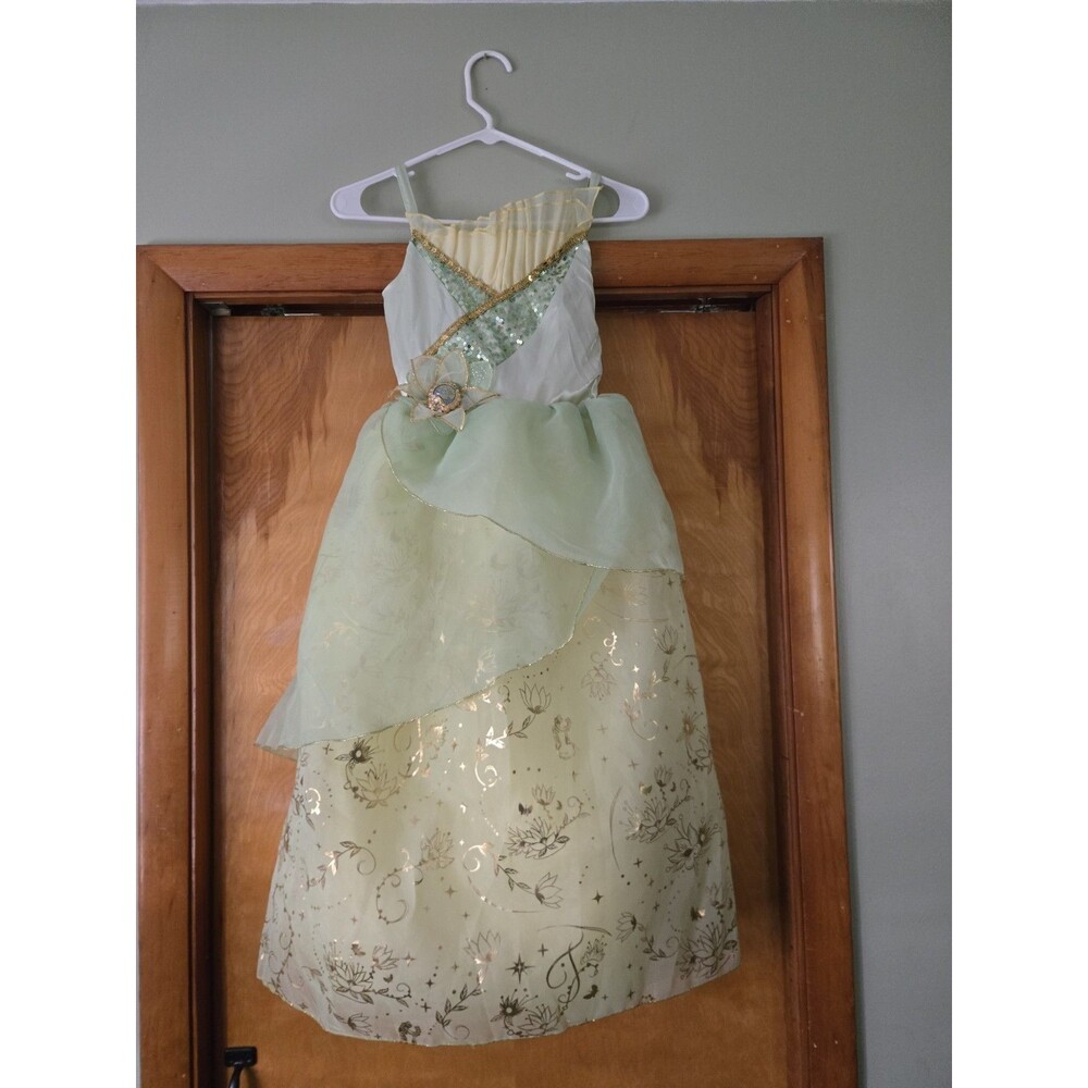 Disney Tiana Costume Dress Kids Size 9 Green Princess and the Frog Glitter